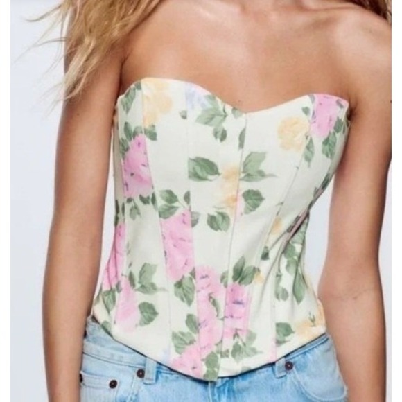 Zara Tops - Zara Floral Corset Top Small Blogger Fave Coquette Romantic Whimsical Cottage